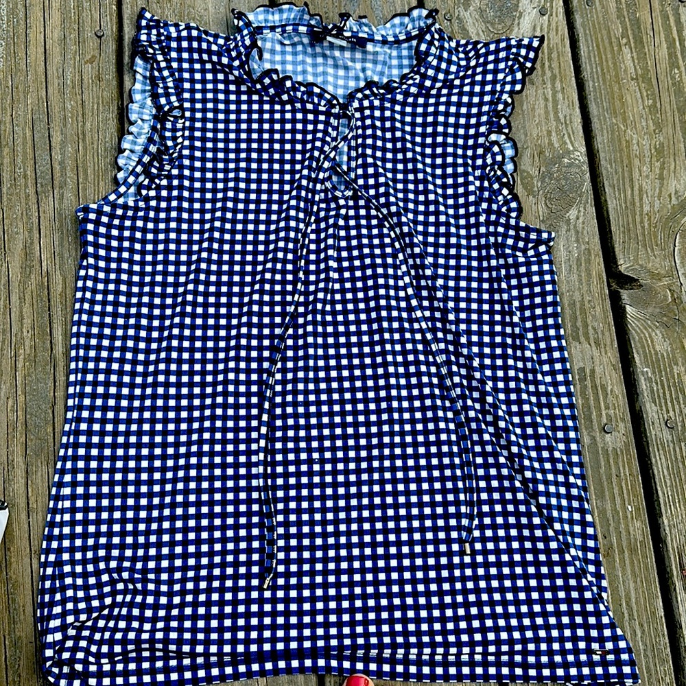 Tommy Hilfiger size Medium blue black and white checkered tank top